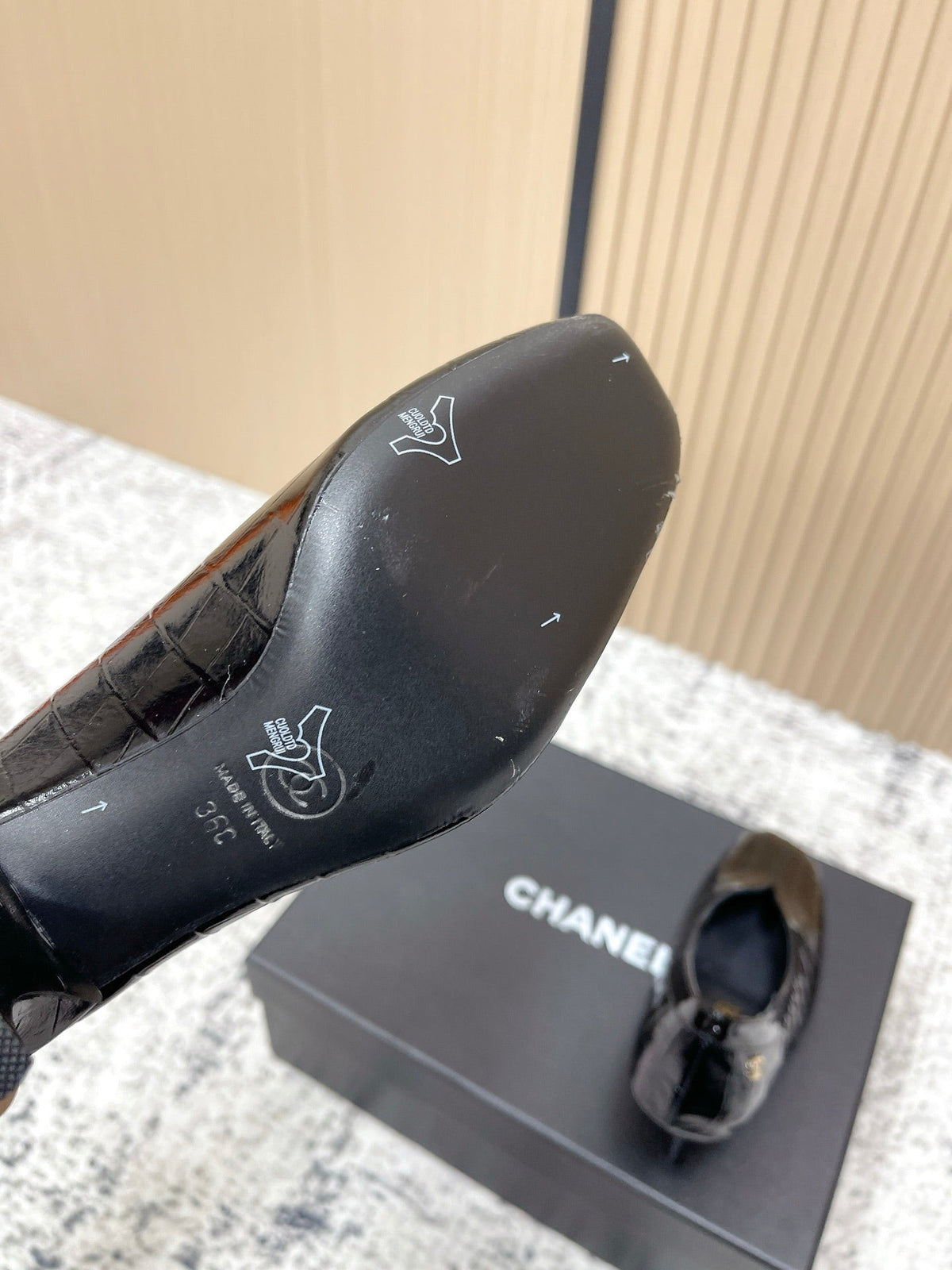 Chanel 26 Closed-Toe Slingback Black in Cowhide 591406