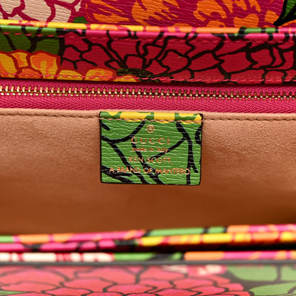 X KEN SCOTT New Shangai Calfskin Pomponica Print Horsebit 1955 Shoulder Bag Multicolor Fuxia Pompon