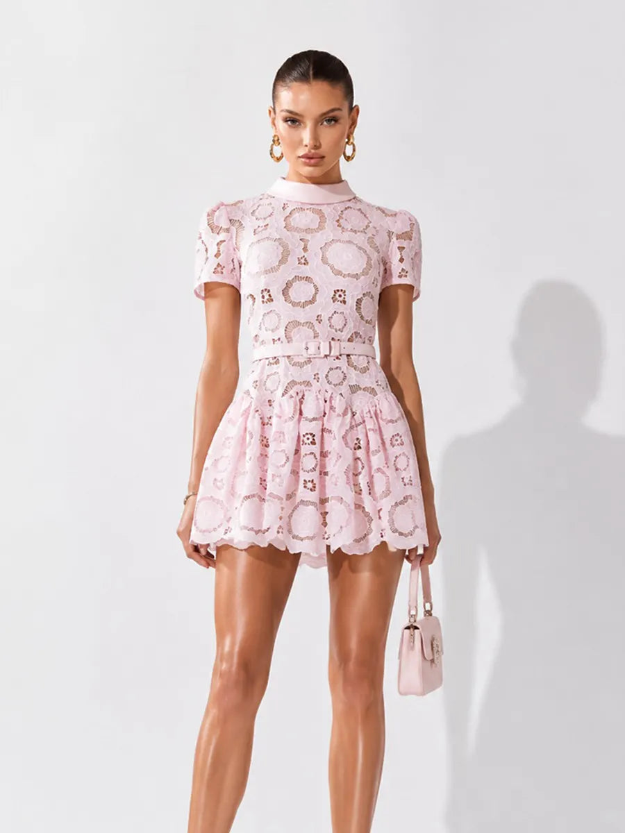 Wren 3D Cut-Out Lace Floral Mini Dress
