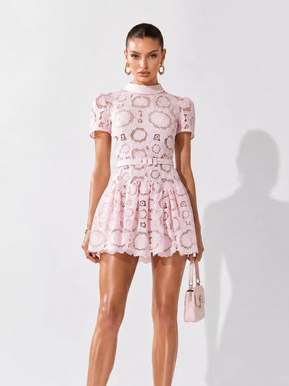 Wren 3D Cut-Out Lace Floral Mini Dress