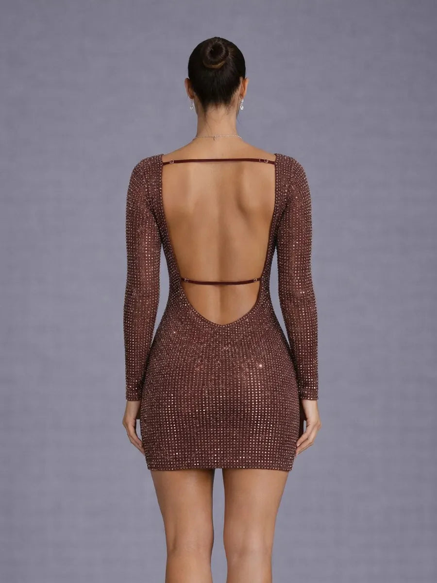 Alina Backless Diamond Mini Dress