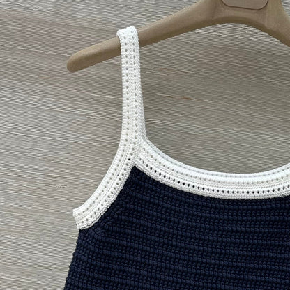 Gucci 25 Knitted Suspender Dress Blue White Cotton