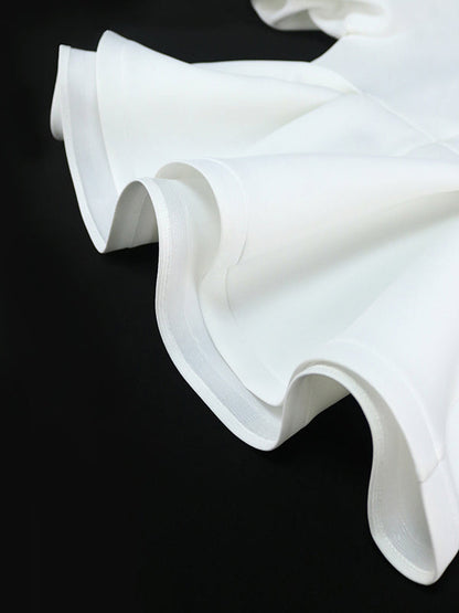Half Sleeves Loose Asymmetric Embroidered Pleated Split-Joint Deep V-Neck Blouses&Shirts Tops