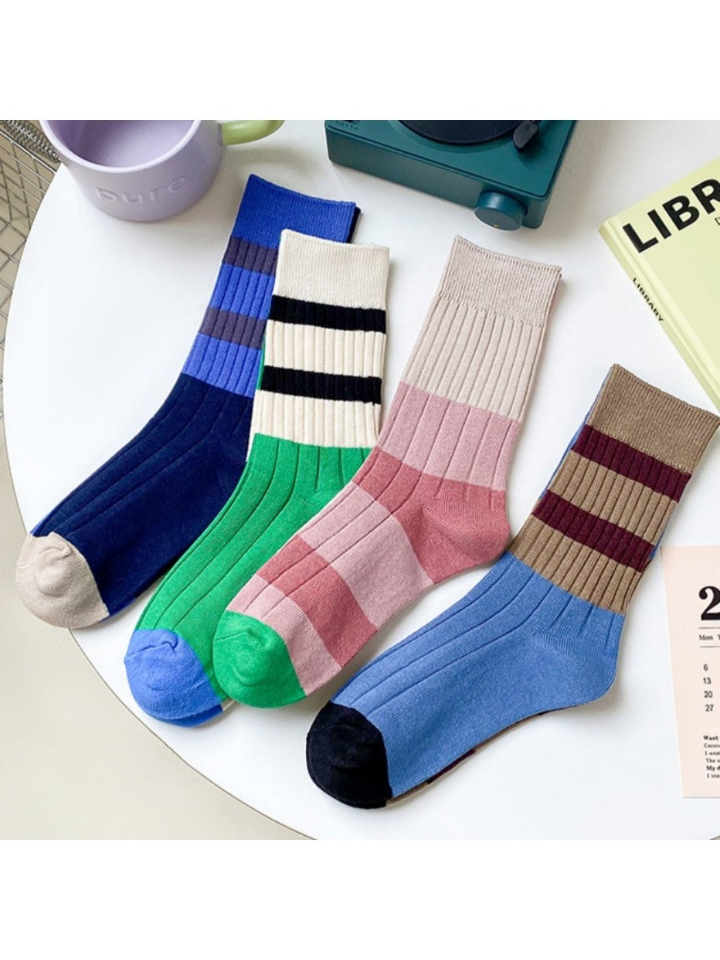 Rufia - Retro Stripe Crew Socks - Breathable &amp; Stylish