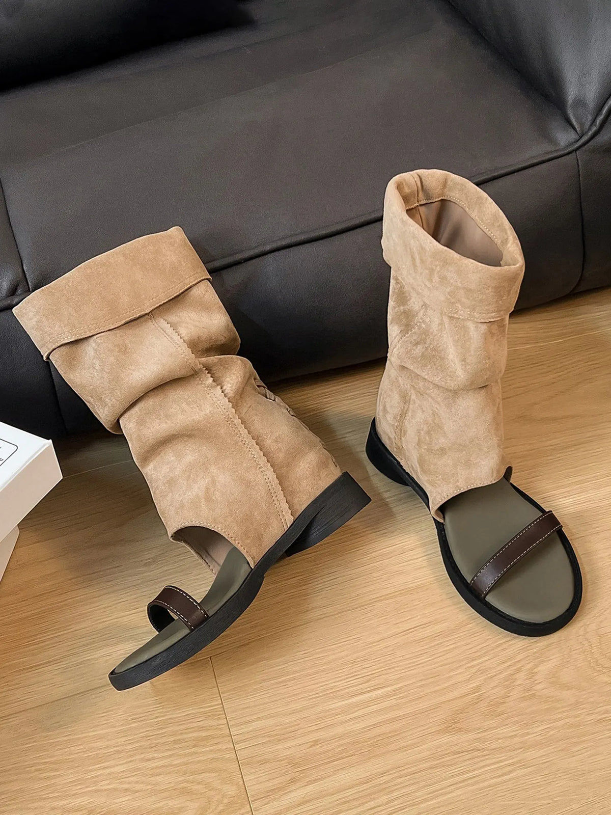 Yvette Leather Open-toe Boots