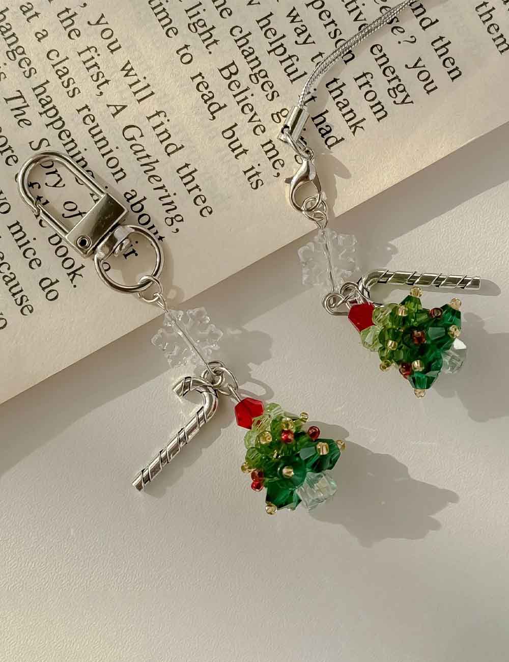 Simple Christmas Tree Pendant Crystal Bag Charm
