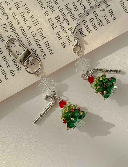 Simple Christmas Tree Pendant Crystal Bag Charm