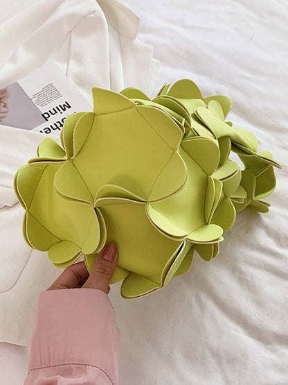 Flower Shape Solid Color Zipper Crossbody Bags