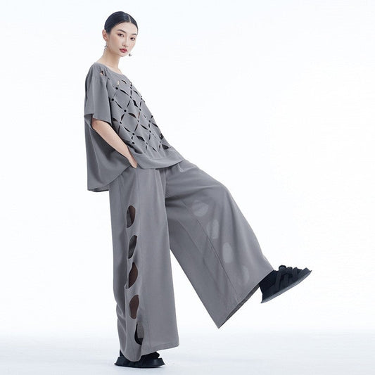 Cutout High Waist Wide Leg Pants For Women