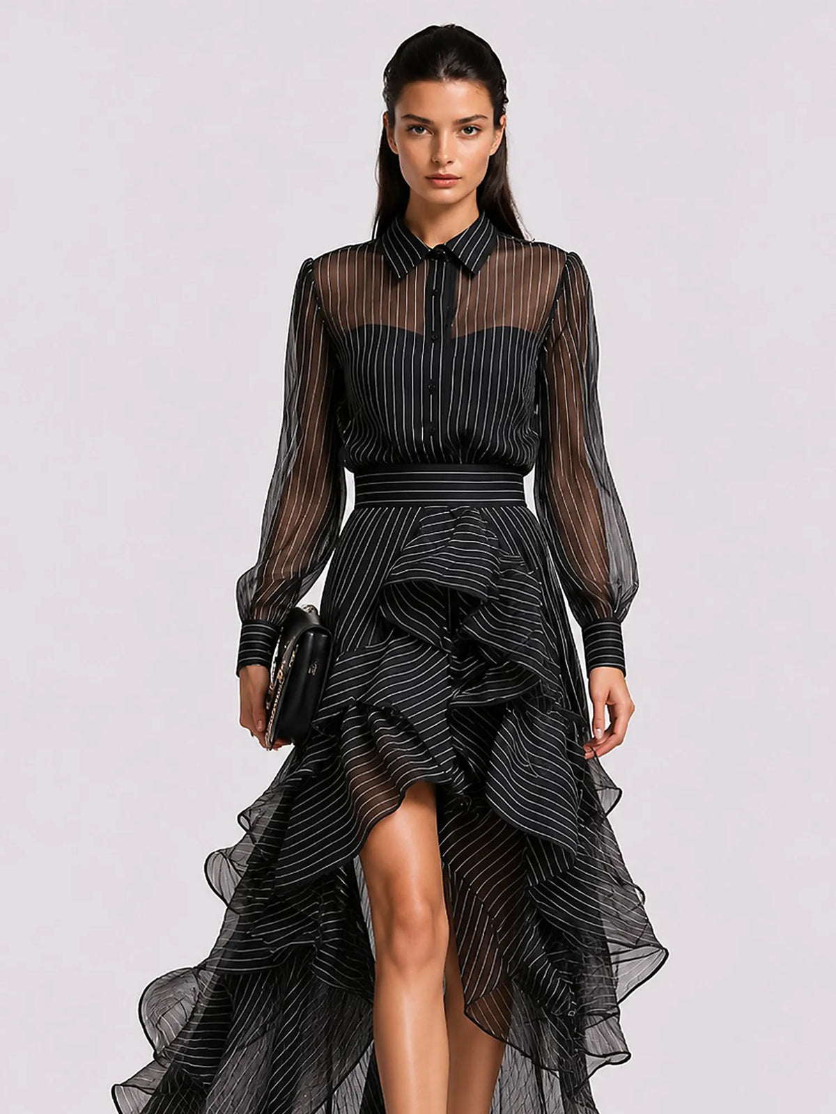 Eliana Striped Ruffle Maxi Dress