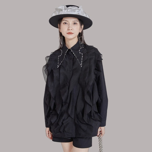Rhinestone Collar Shirt