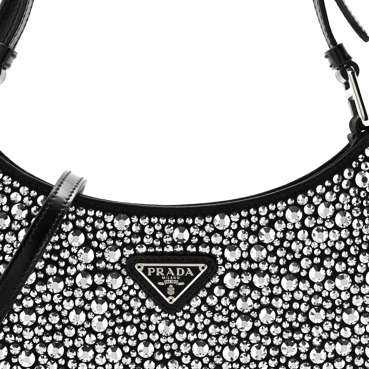 Satin Crystal Cleo Adjustable Strap Shoulder Bag Metal