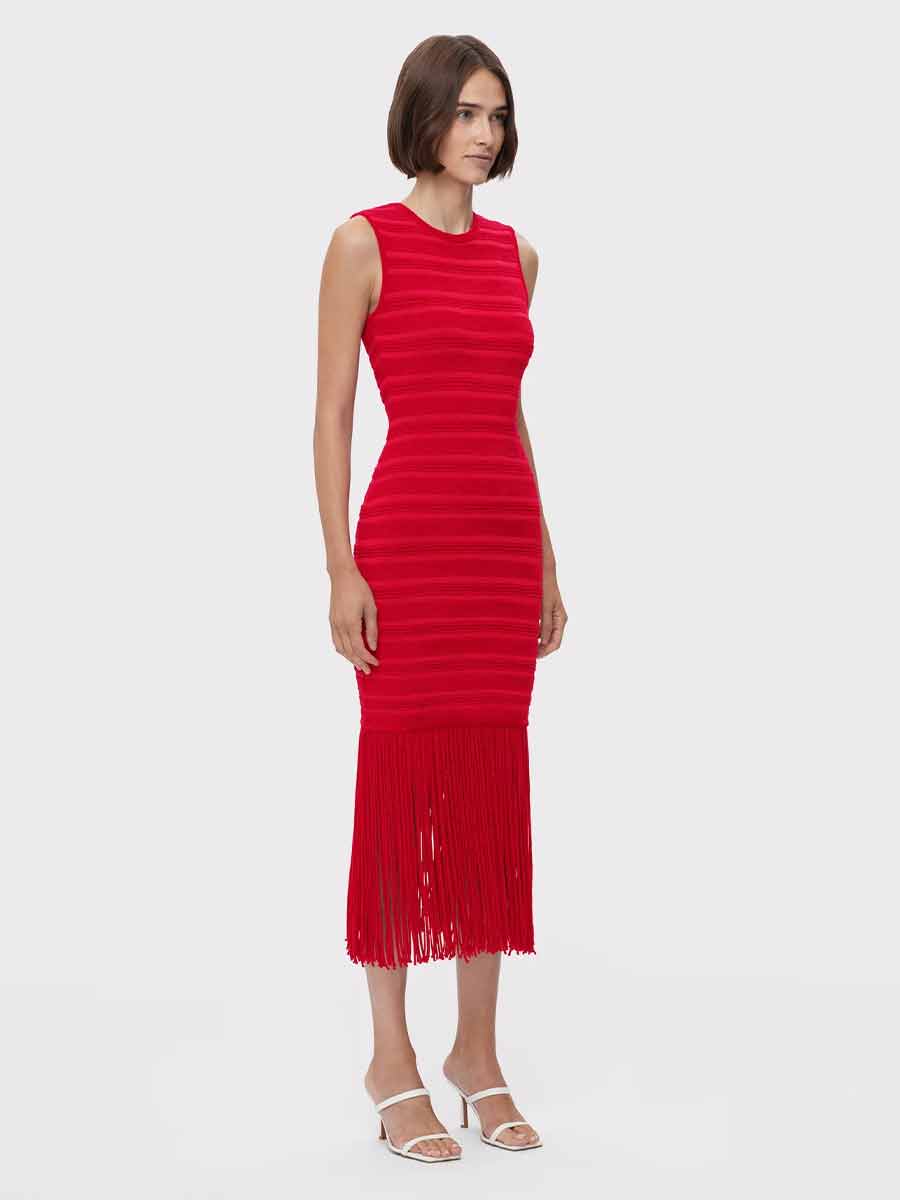Julieta Tassel Round-Neck Bandage Midi Dress