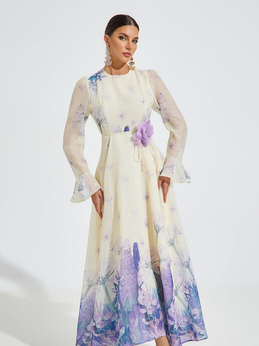 Halle Lilac Bloom Chiffon Maxi Dress