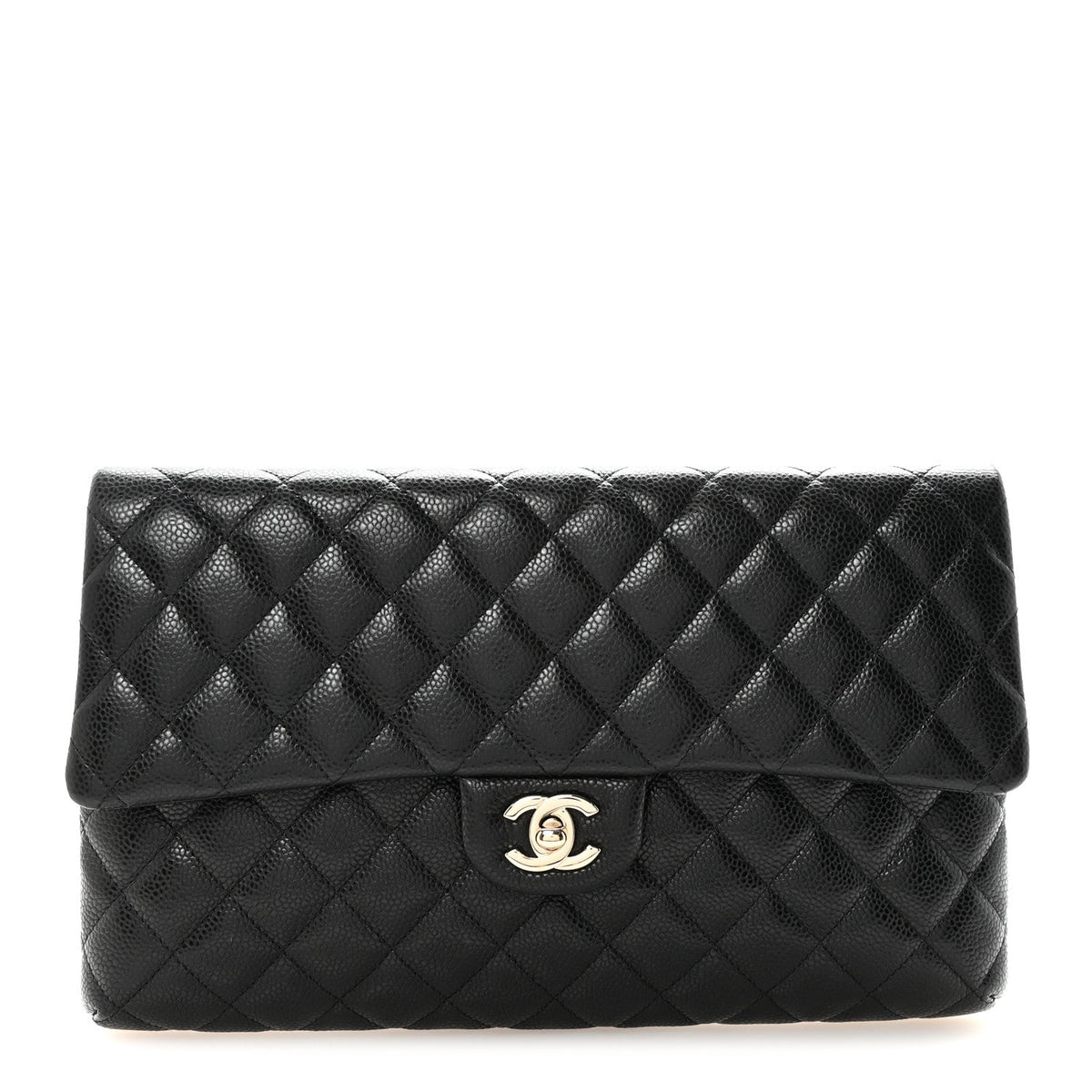 Caviar Quilted Flap Clutch Black