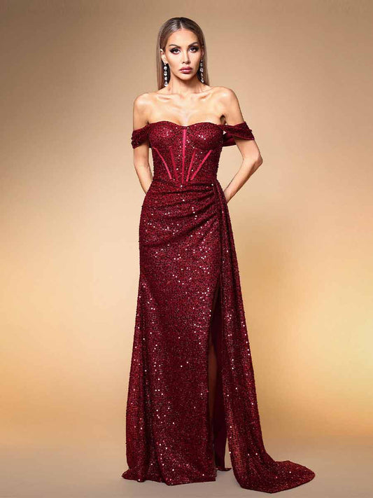 Beatrice Strapless Maxi Dress In Red