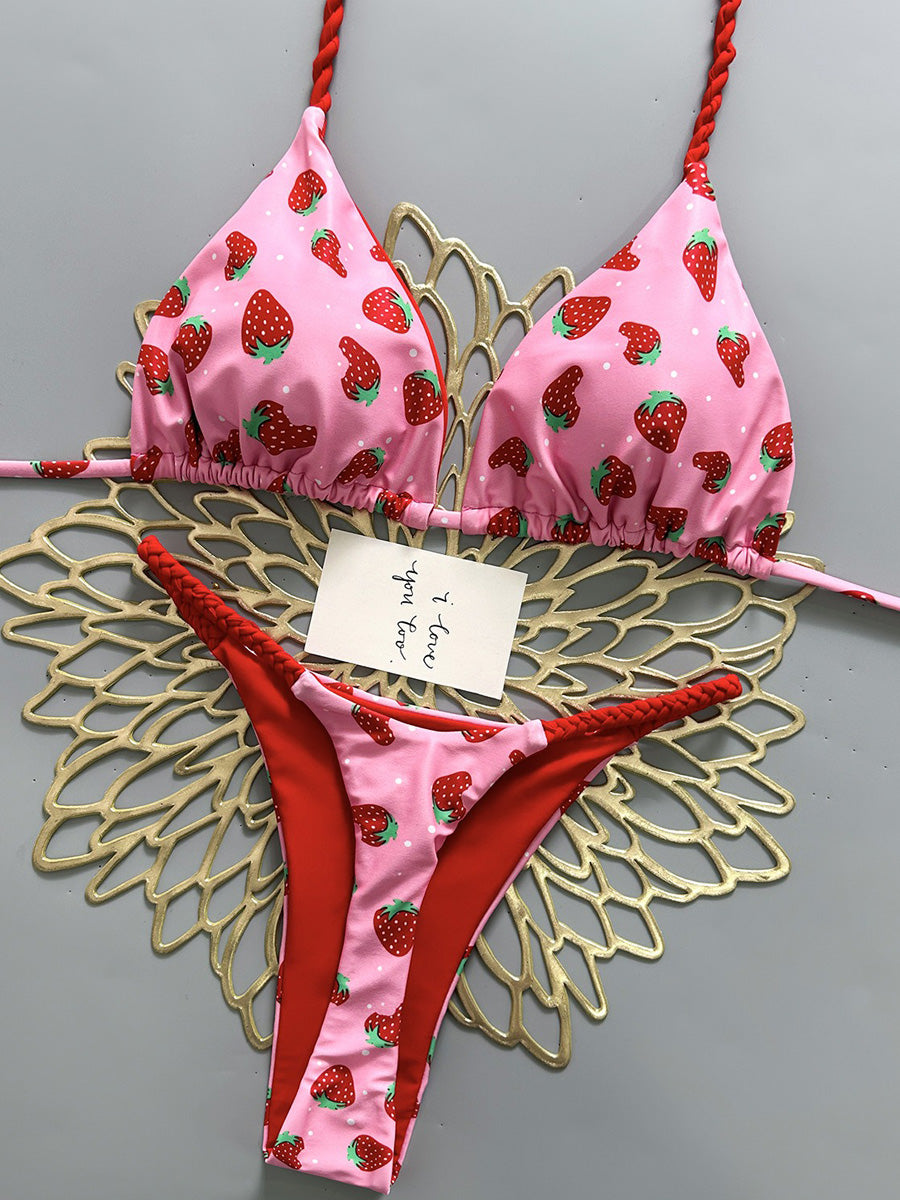 Anastasia Strawberry Print Bikini Two Piece Set