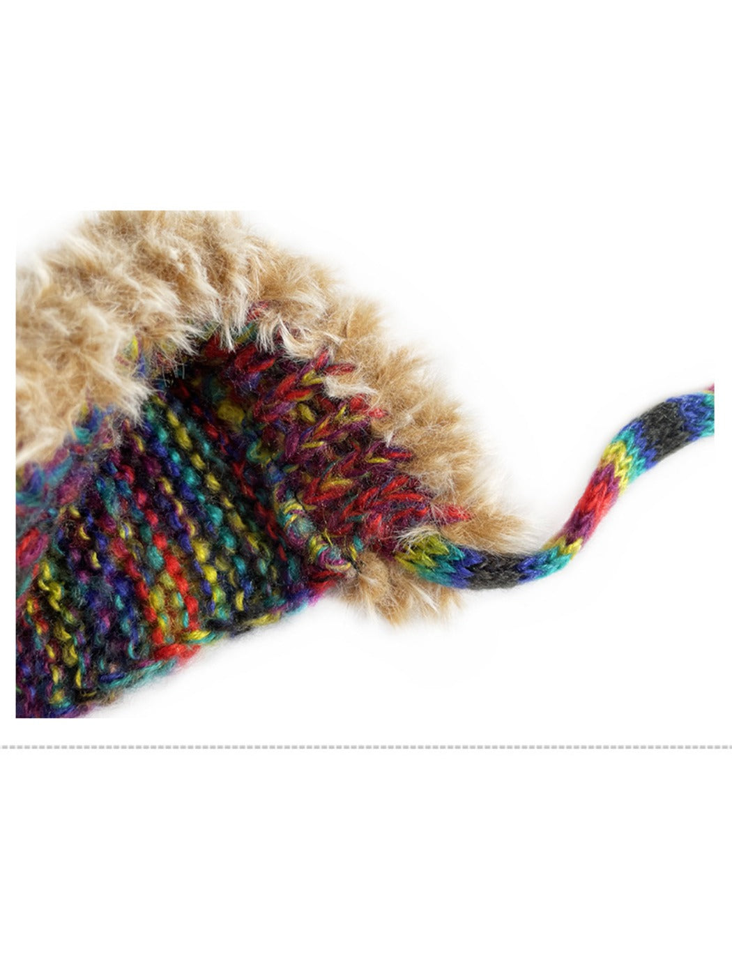 Haila - Retro Colorful Knitted Beanie with Chin Ties