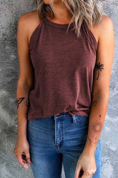 Solid Crewneck Summer Cami Top