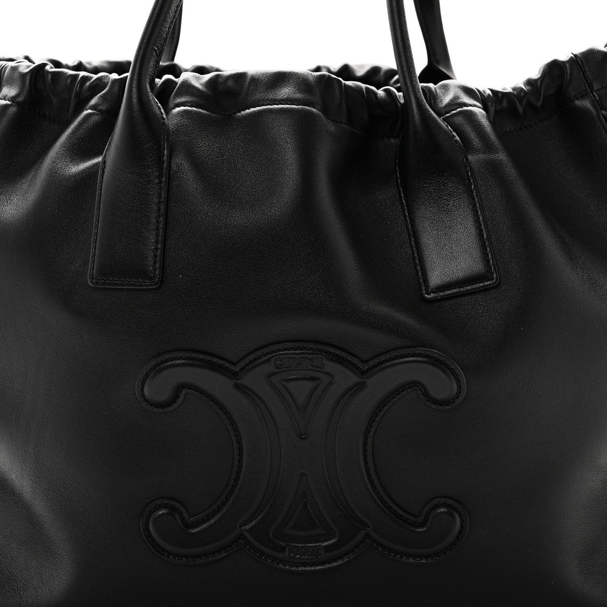 Smooth Calfskin Cuir Triomphe Cabas Drawstring Black