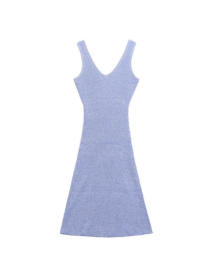 Elegant V-Neck Sleeveless A Line Dress