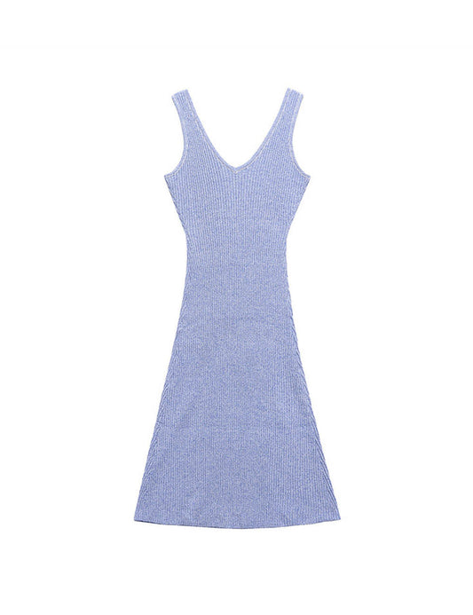 Elegant V-Neck Sleeveless A Line Dress