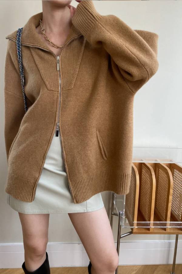 Oversized Open Collar Cardigan
