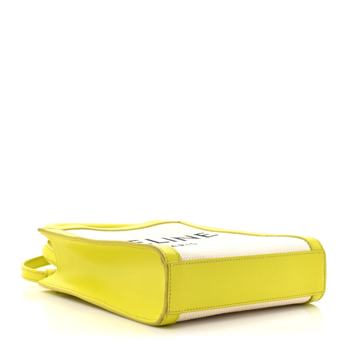Canvas Calfskin Mini Vertical Cabas Neon Yellow