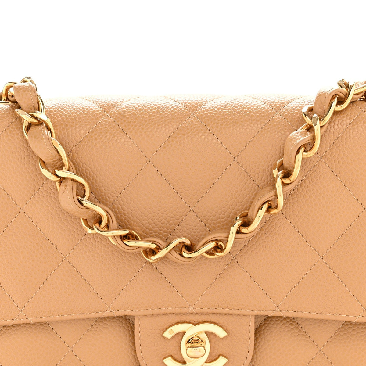 Caviar Quilted XL Jumbo Single Flap Beige