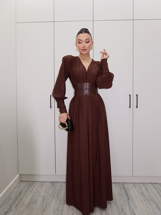 Gianna Maxi Dress In Browm