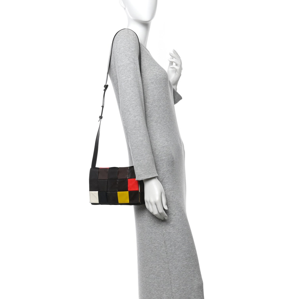 Paper Calfskin Maxi Intreccio Cassette Crossbody Bag Brown Multicolor