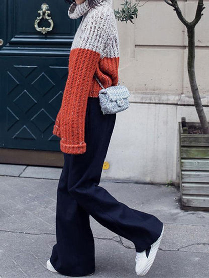 Casual Split-Joint High Neck Sweater