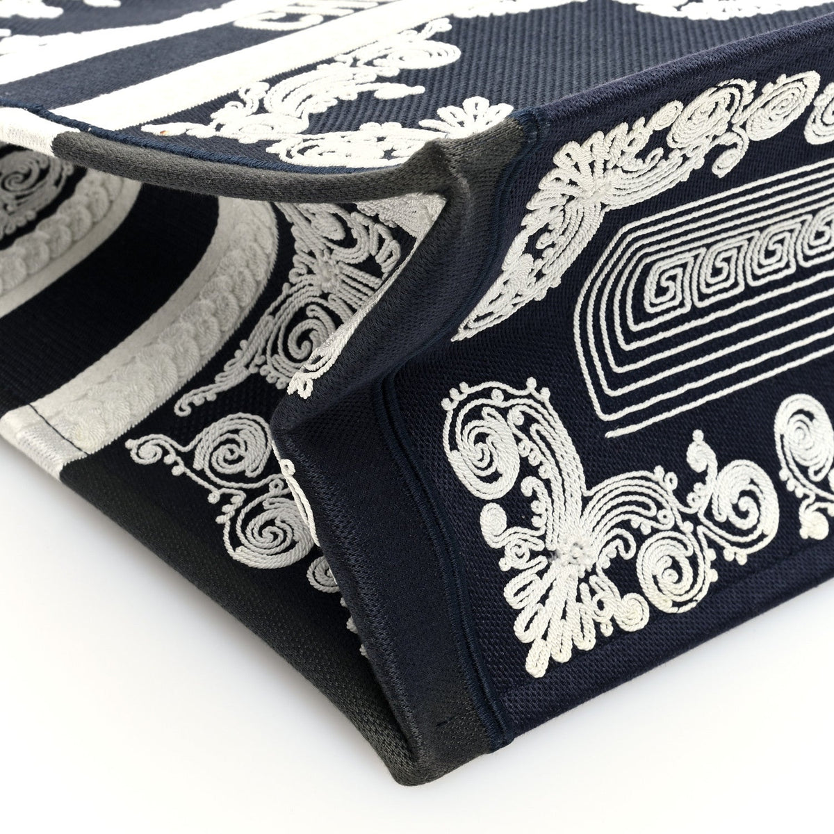 Canvas Embroidered Cornely Book Tote Blue White