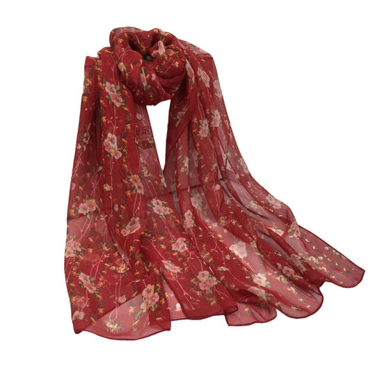 Scarvii - Vines Flower Print Scarf - Cool &amp; Soft