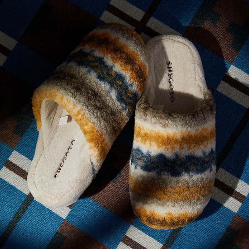 Plush Warm Thick Soles Color Block Slippers