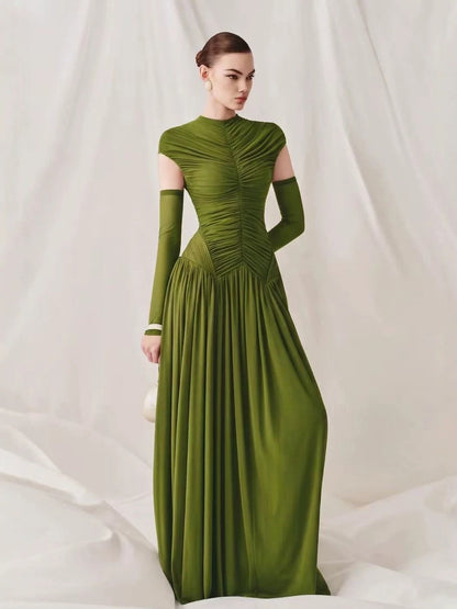 Ingrid Elegant Pleated Tulle Maxi Dress
