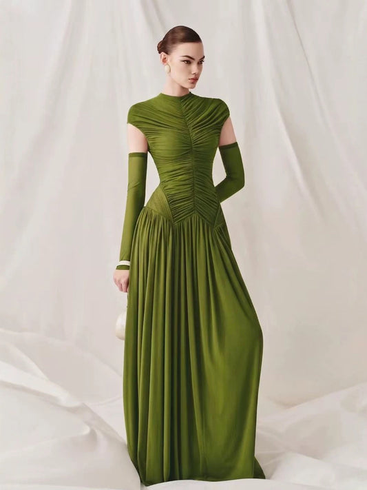 Ingrid Elegant Pleated Tulle Maxi Dress