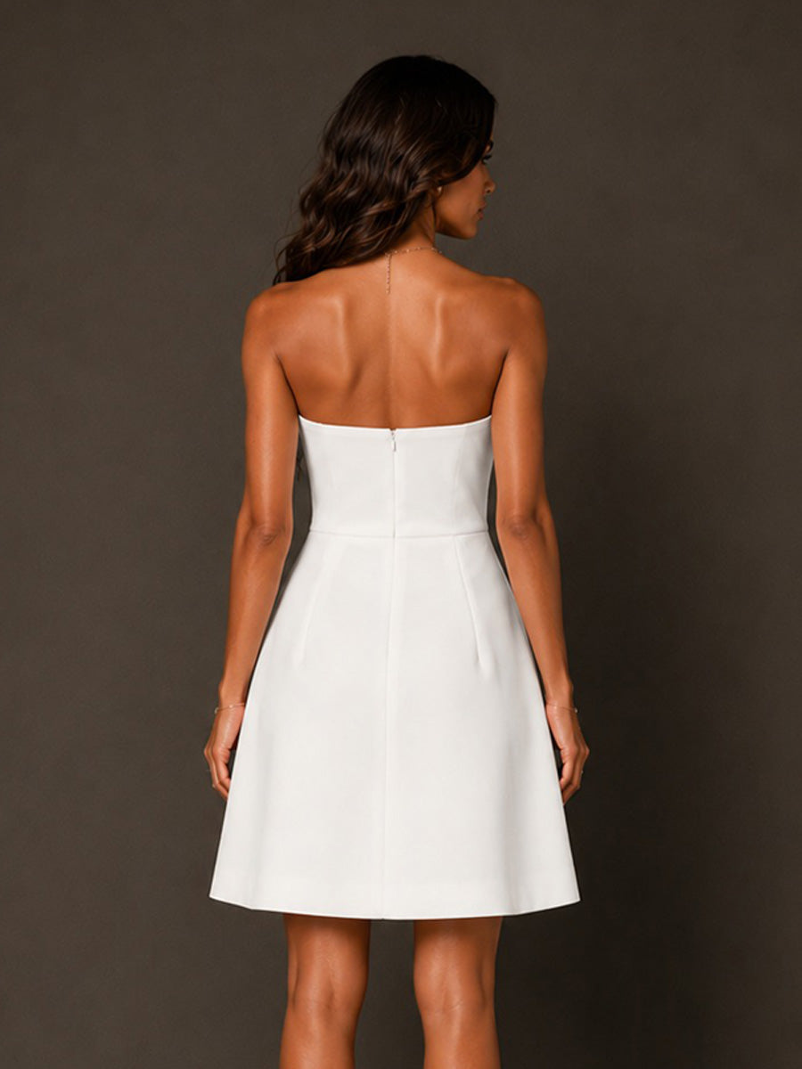 Annabelle 3D Floral Embroidered Strapless Mini Dress