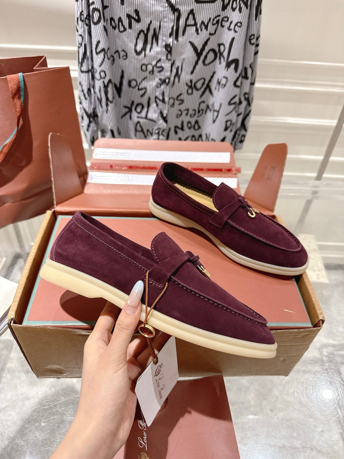 LP Summer Charms Walk Loafers Burgundy Suede 565853