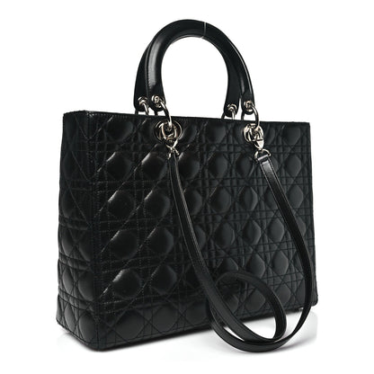 Lambskin Cannage Large Lady Dior Black