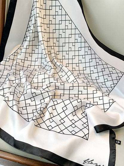 Original Geometry Printed Hair Band&Silk Scarf