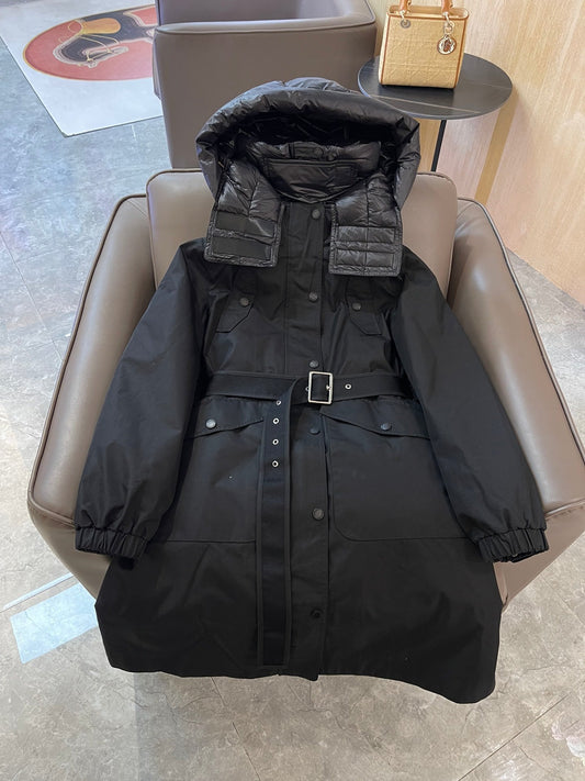 Burberry 25 Trench Coat Two-piece Set Black Cotton Down Nylon