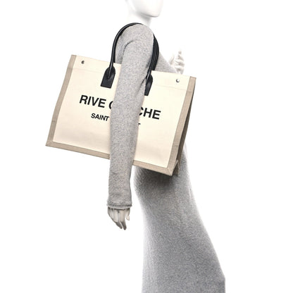 Linen Calfskin Rive Gauche Tote Optic White