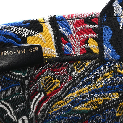 Canvas Embroidered Butterfly Book Tote Black Multicolor