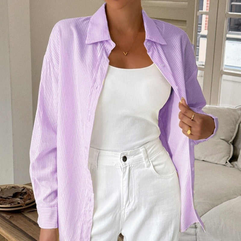 Striped Collar Long Sleeve Shirt