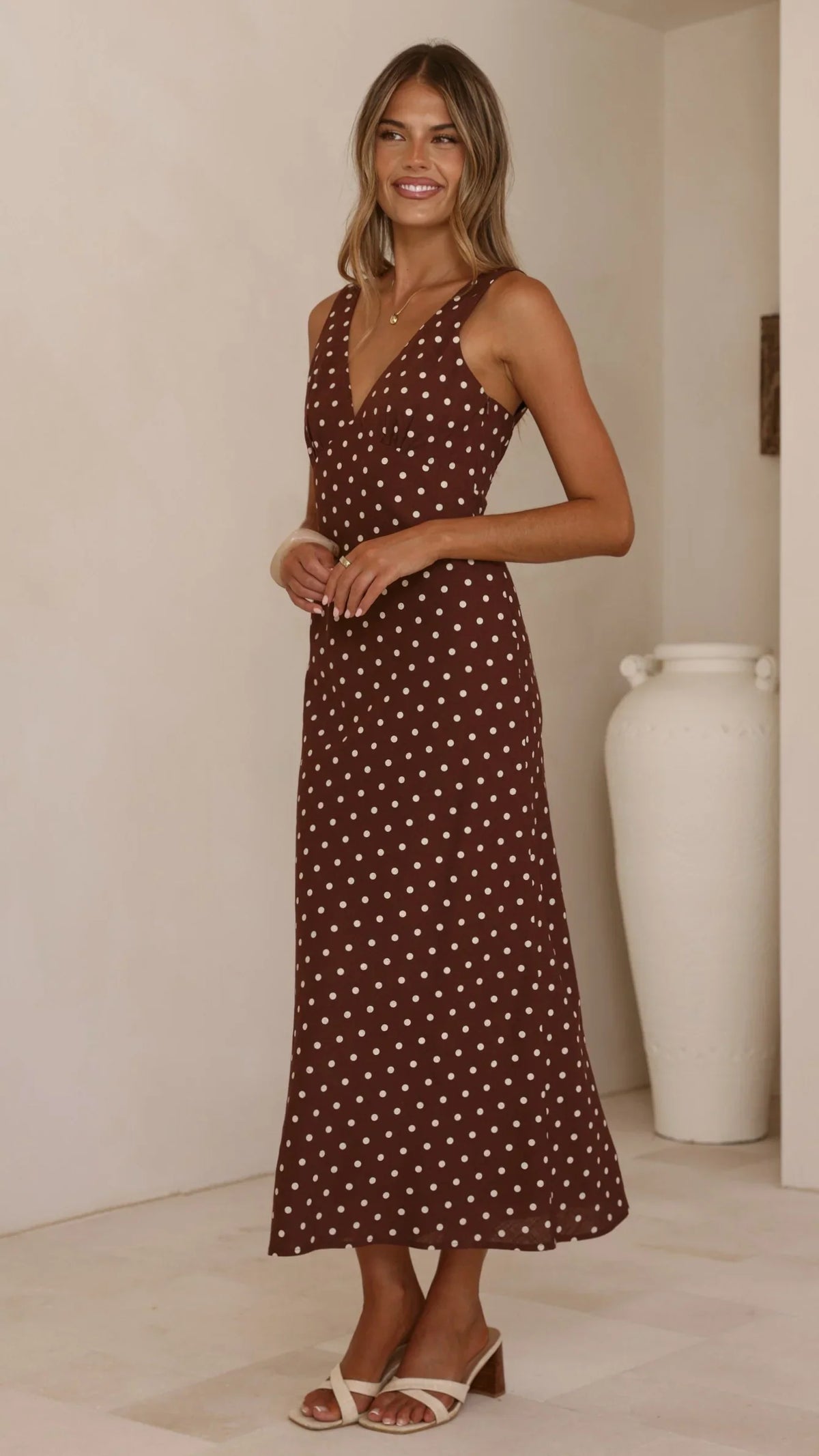Sammie Maxi Dress - Chocolate/Nude Spot