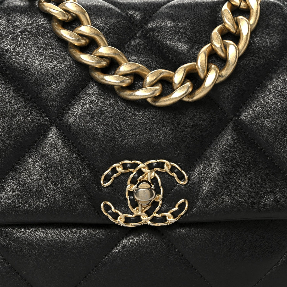 Lambskin Quilted Large Chanel 19 Flap Black