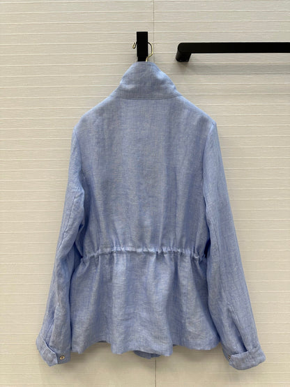 LP 25 Stand-up Collar Jacket Blue Linen 272165