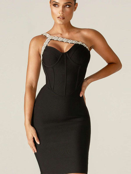 Alessia Rhinestone Bandage Midi Dress