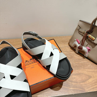 HM 25 Heracles Sandal White Grey Calfskin